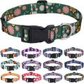 Dog Collar with Bohemia Floral Tribal Geometric Patterns - Soft Ethnic Style Collar Adjustable for Small Medium Large Dogs(Dark Green Flower,S)