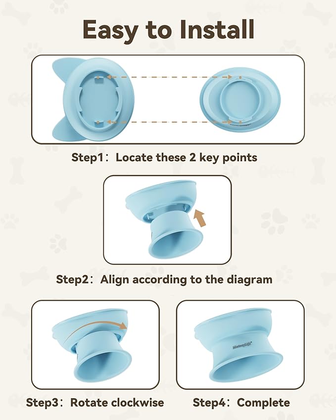 MateeyLife Raised Cat Bowls, Cat Food Bowl Elevated for Kittens & Small Dogs, 15°Tilted Protect Pets' Neck and Anti Vomiting, Whisker Friendly Food & Water Feeding Bowl, 6 oz Each - Blue
