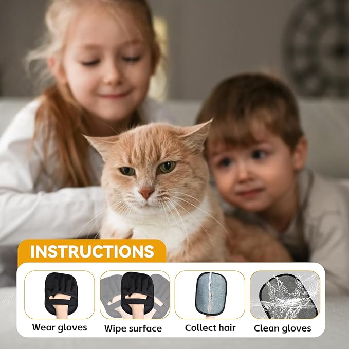 Valentines Day Gifts 2 Packs Pet Hair Removal Glove,Pet Hair Remover for Cat & Dog,New Upgraded Electrostatic Gloves Pet Hair,Reusable Electro Static Pet Hair Remover Electrostatic Gloves