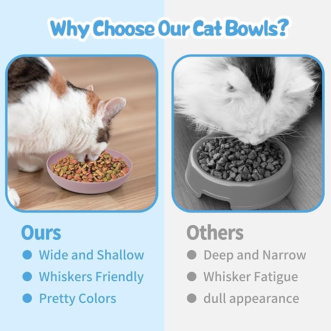 [16 Pack] Cat Dishes Whisker Friendly, Shallow Wide Pet Food and Water Bowl, Durable Wheat Straw Cat Bowls for Indoor Outdoor Cats