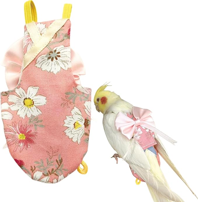 Bird Flight Suits Diapers, Parrot Flight Suits Diapers for Quaker Parakeets Cockatiels Conures Macaw African Grey, Bird Diaper, Parrot Clothes (Pink A,Macaw)
