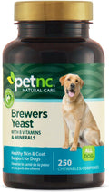 Petnc Natural Care Brewers Yeast Dog Skin and Coat Supplement (250 Chewables), With B Vitamins, Antioxidants & Minerals, Promotes Healthy Skin & Glossy Coat, For Dogs 10 Lbs & Over