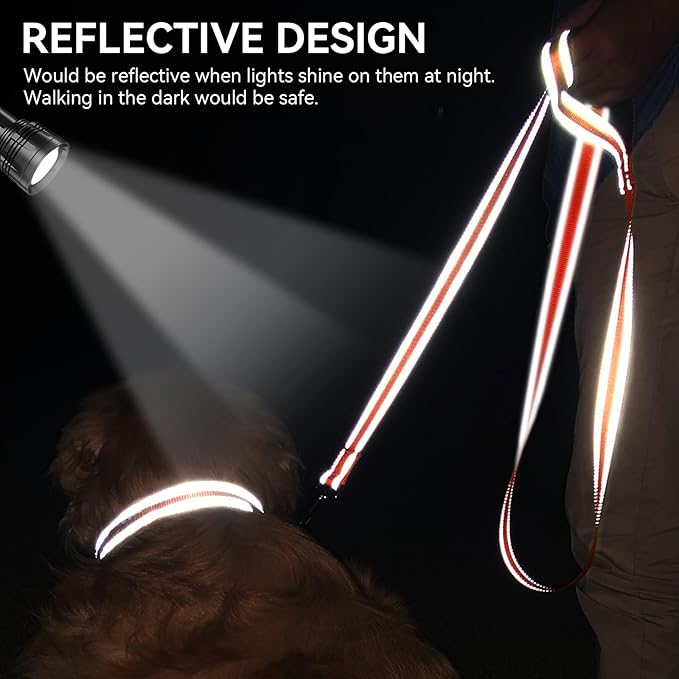 Joytale Dog Leash, 4 FT Double-Sided Reflective, Padded Handle Nylon Heavy Duty Leashes for Medium & Large Dogs Walking, Orange