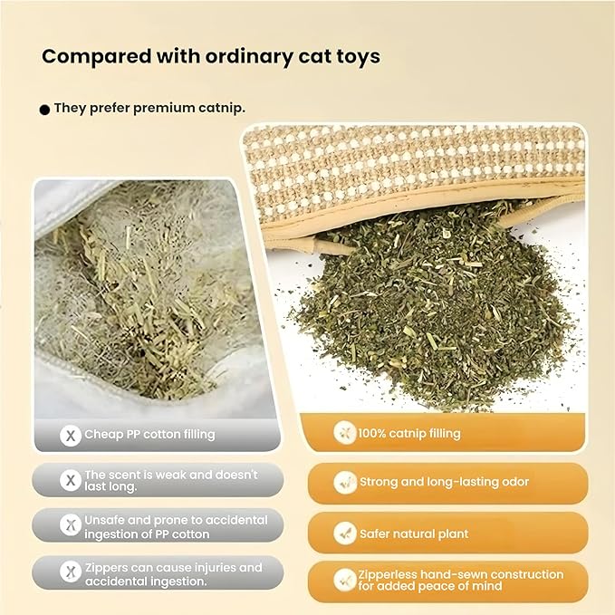 Catnip Pillows, Interactive Catnip Toys with Organic for Cats, Bite Resistant Kitten Teething Toys (Small,Mint Pillow (1pc))