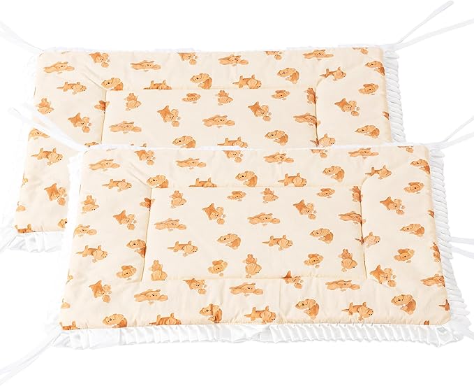 2PCS Reversible Silent Cat Bed Self Warming Pet Pad Thin Style Mat Washable Cushion Pad, Pad for Window Perch Outdoor Cat Houses, for Cats, Small Dogs, Rabbits, Non Electric,(Brown Puppy,XS)