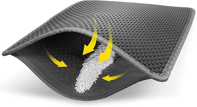 Cat Litter Mat 30" x 24" LARGE Size, Urine Proof Waterproof Sleeping Pad, Premium EVA No Phthalate, Washable Easy Clean, Trapping for Litter Box Anti Tracking Kitty Mats Gray