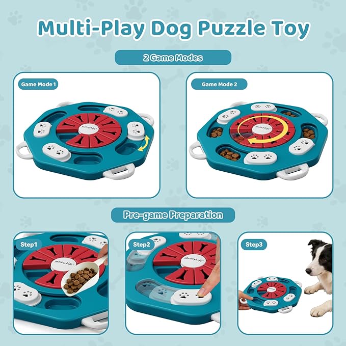 MateeyLife Interactive Dog Puzzle Toy for Smart Dogs, Mental Stimulation Dog Enrichment Toys, Treat Dispensing Dog Toys to Keep Them Busy for Small and Medium Dogs, IQ Training Puzzle Feeder (Blue)