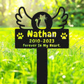 Personalized Cat Memorial Stake Grave Marker with Wings Paws, Custom Cat Memorial Grave Marker Garden Stake, Customized Metal Pet Cat Memorial Plaque Pet Grave Marker Remembrance Stake