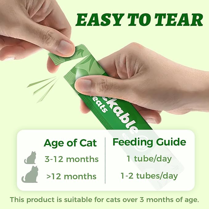 Wellix Lickable Cat Treats Healthy - Grain-Free Chicken&Cat Grass Flavor Kitten Snacks (24 Count) - Squeezable Up Cat Treats for Hairball Control&Gut Healthy