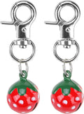 EXPAWLORER Pet Bells for Dog Cat Collar Charm - 2 Pack Cat Collar Accessories Bells Loud, Pet Jingle Ornament Training Pendant Neck Decoration Strawberry Shaped, Tracker for Saving Birds