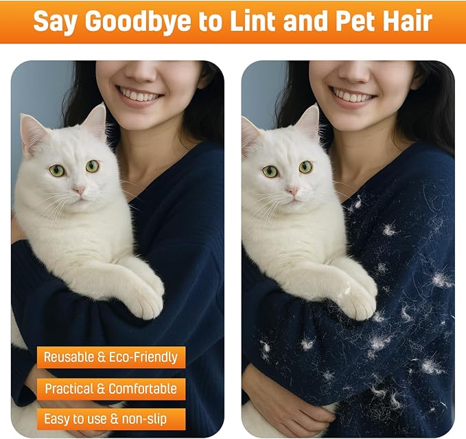 3 pcs Pet Hair Removal Glove for Dogs and Cats (2 Pack Mit, 1 Lint Scraper) - Electrostatic Fur Remover, Five Finger Magic Brush Pet Hair Remover Tool for Laundry, Cloths, Car Mats, Sofa & Bedding