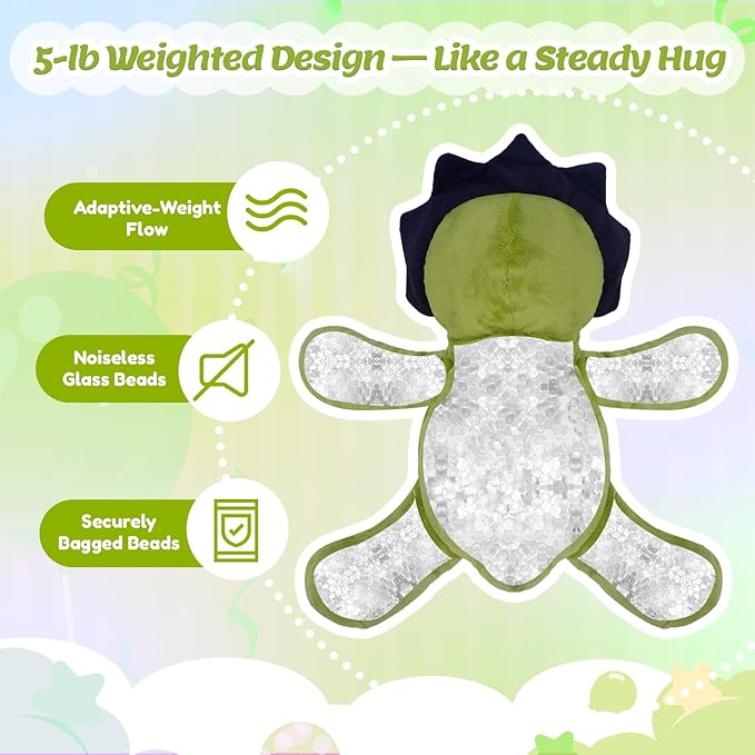 BRICHOEE Weighted Stuffed Animals, 5lbs Triceratops Plush Sensory Weighted Dinosaur Stuffed Animals, Cute Dino Plush Toy Calming Plushie Pillow Birthday Gifts for Adults Baby Kids Boys Girls