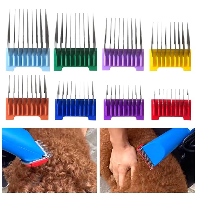 Adjustable 5 in 1 Replacement Blades & Animal Stainless Steel Attachment Guide Comb for W-AHL Bravura Arco Chromado Figura and Motion,Pet,Dog,Cat,Horse Clippers