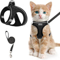 Cat Harness and Leash for Walking Escape Proof, Adjustable Kitten Vest Harness Reflective Soft Mesh Puppy Harness for Outdoor, Comfort Fit, Easy to Control (Black, XS)
