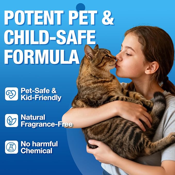 Pet Odor Eliminator, Odor Remover and Pet Spray Fragrance Free Colorless 3.38oz Spray, Safe Highly Effective Carpet and Cat Litter Deodorizer for Dogs and Cats