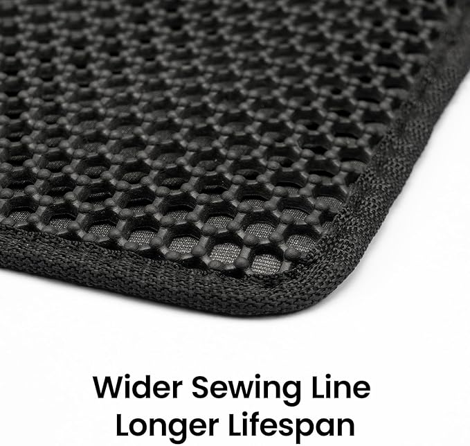 Cat Litter Mat Litter Box Mat, EVA Honeycomb Double Layer Design, Urine & Waterproof, Scatter Control Kitty Litter Mat, Less Waste, Easier To Clean,Washable, Black