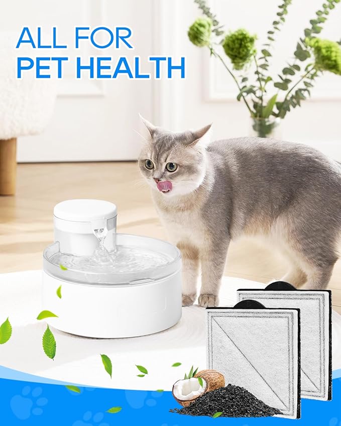 6-Pack Cat Fountain Filter Replacement Compatible with PetSafe Outlast Pumpless Pet Fountains, Fit for Viva Cat Water Fountain Stainless Steel, Filters