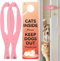 TGIOW Cat Door Latch, 2 Pcs Cat Door Stopper Pet Door Latch to Keep Dog Out of Litter Box and Food, Door Prop for Cat with 5 Adjustable Size Strap 2.5-6" Wide, No Measuring, Easy to Install, Pink