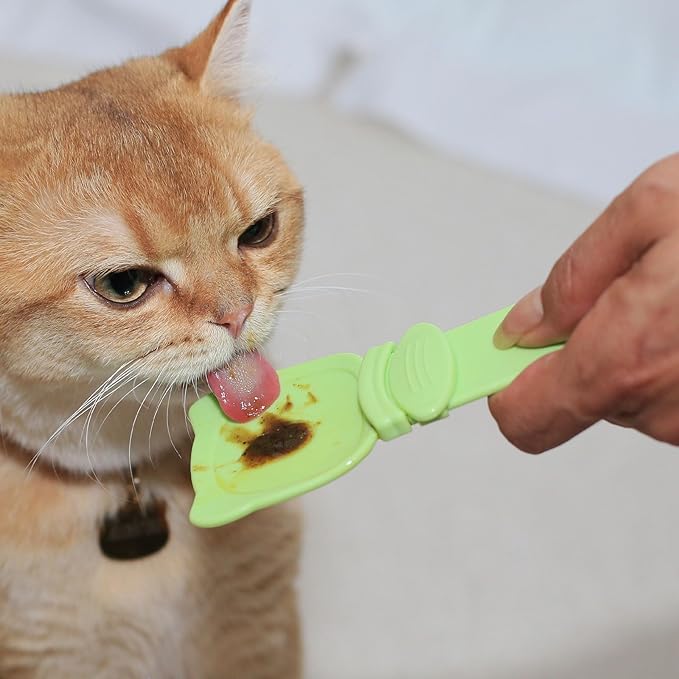 Cat Treat Spoon Squeeze, Sliding Kitten Strip Feeder Suitable for Puree and Delectables Bisque Lickable Wet Cat Treats, 3 Pcs Pet Food Dispenser for Puppies Small Pets
