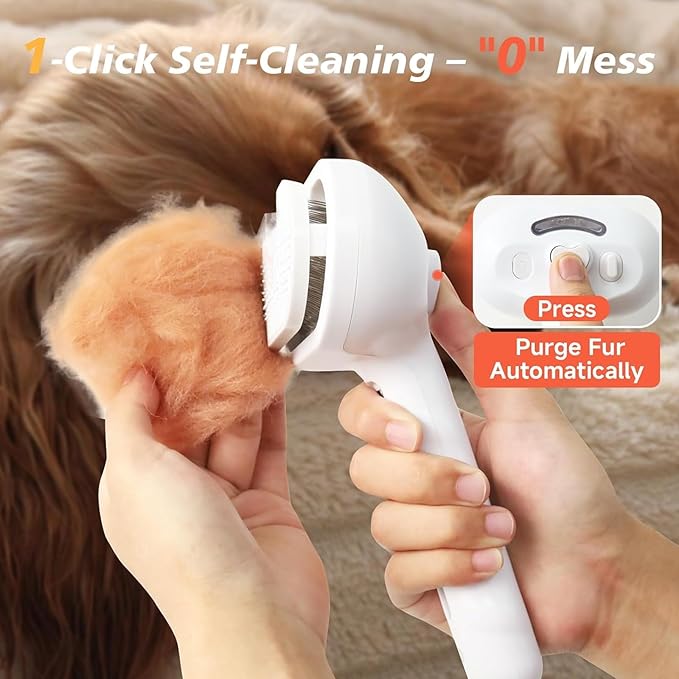 Dog Steam Brush 3 in 1 Cat Brush with Steam and Release Button Grooming Tool for Indoor Pets Dogs Hair Removal Shedding Water for Small Animals Long Short Haired - White