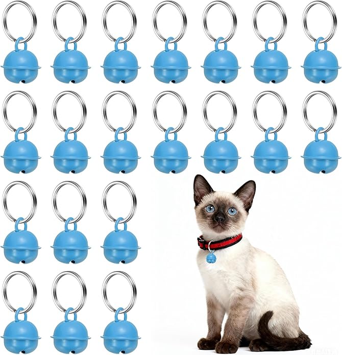 Cat Bells, Small Pet Copper Bells Collars Charm with Key Rings Loud Crisp Sound Anti-Lost Pendant Accessories