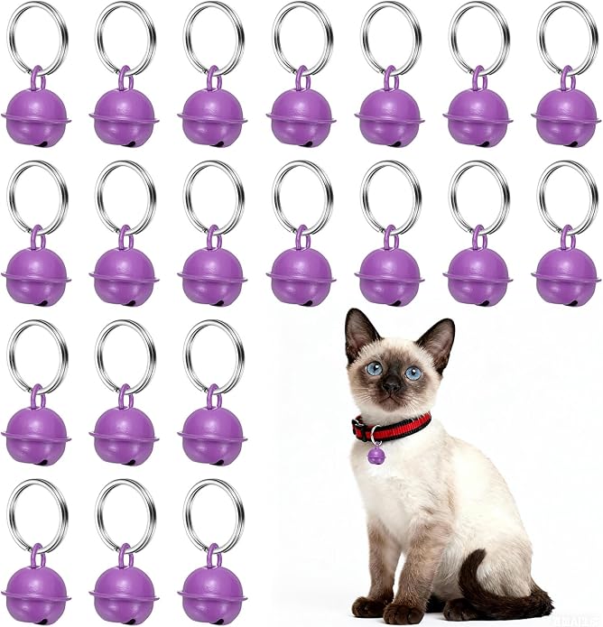 Cat Bells, Small Pet Copper Bells Collars Charm with Key Rings Loud Crisp Sound Anti-Lost Pendant Accessories