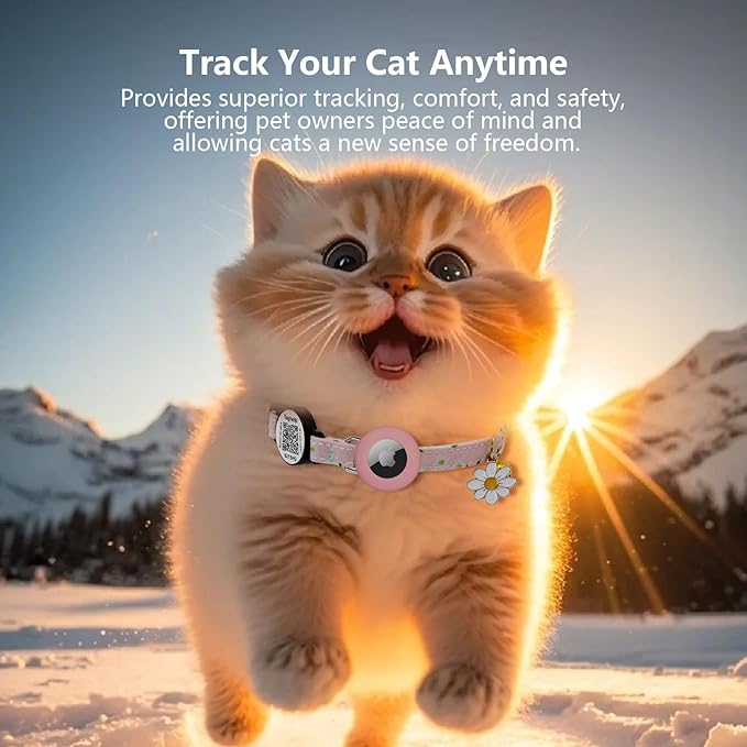 Smart QR Code Cat Collar with Online ID Profile & Integrated Airtag Holder, Breakaway Safety Collar with Bell, Adjustable 8-13in for Cats and Small Dogs(Yellow)