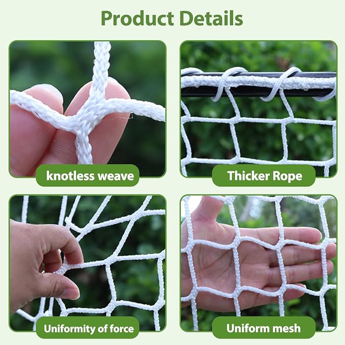 Safety Rope Net for Kids,Knotless Fence Net for Balcony Stairway Guard,Outdoor Terrace Decoration Pet Anti-Fall Rope Netting,Baseball Sports Netting(Size:0.5M*5M(1.64FT*16.4FT),Color:White)