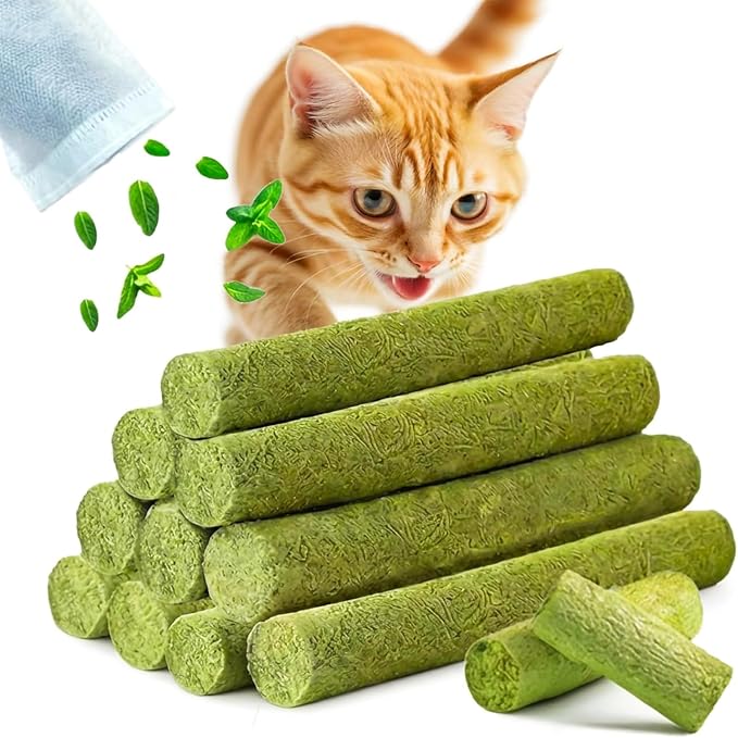90g/3.17oz Cats Treat Cat Grass Teething Stick Kitten Toy Catnip Toys for Hairball Removal Freeze Dried Chew Dental Food for Indoor Kitty Lickable Edible Snack for Eliminate Fur Digestion