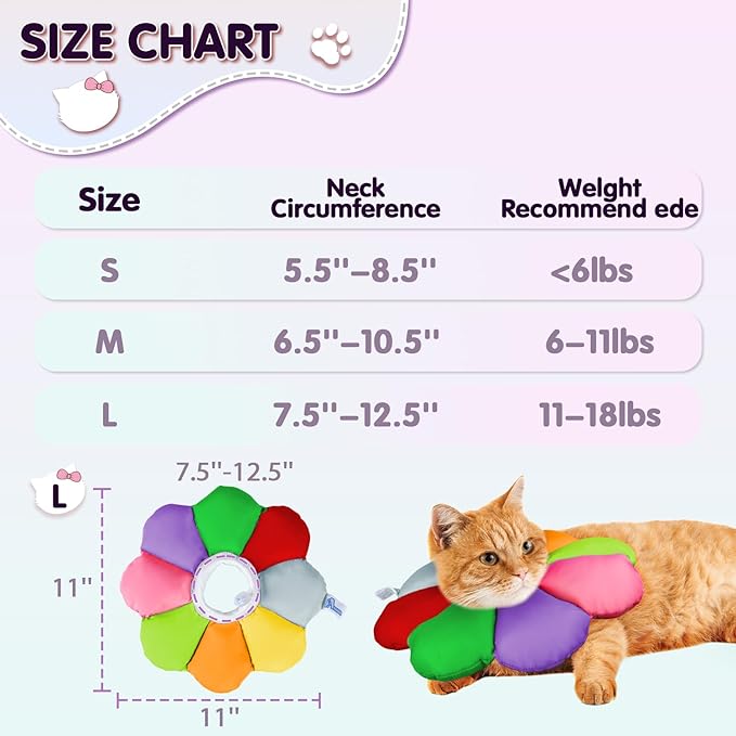ANWA Cat Cone Collar Soft, Waterproof Cat Recovery Collar, Adjustable Soft Cone for Cats After Surgery