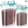 5-7Lbs Dog Cat Food Storage Container with Upgraded Large Nozzle BPA-free, 4 Snap Seals Plastic Pet Food Storage Containers with Handles (Clear Blue, (5L+3L) 2pack)