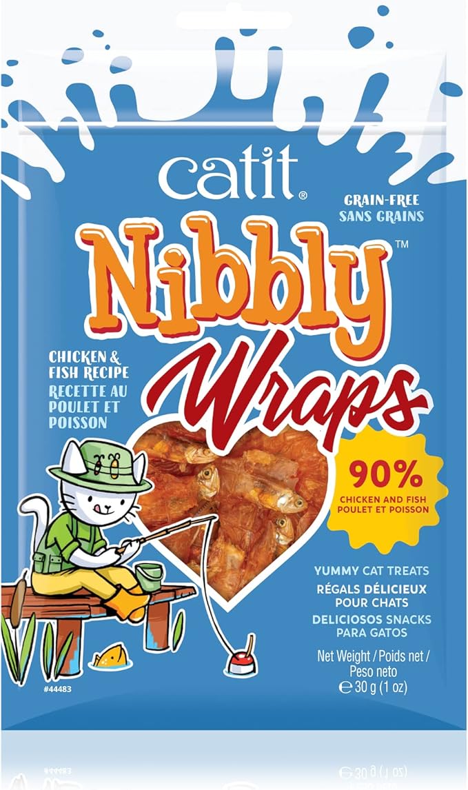 Catit Nibbly Wraps, Grain-Free Cat Treat, Chicken & Fish Recipe, 1.06 oz.