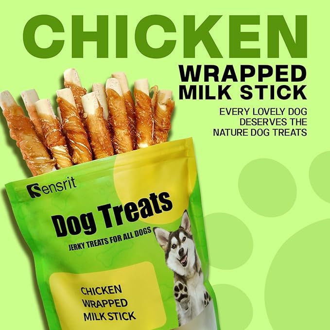 Chicken Wrapped Milk Sticks Dog Treats - 10oz (285g) High Protein Jerky Chews for Dogs - Calcium-Rich Healthy Snacks for All Breeds Training Rewards & Teeth Cleaning