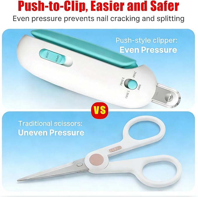 Cat Nail Clipper - Adjustable 3-Size Trimming Hole with Hidden Nail File | Safe Anti-Splash Claw Cutter for Kittens & Indoor Cats (Blue)
