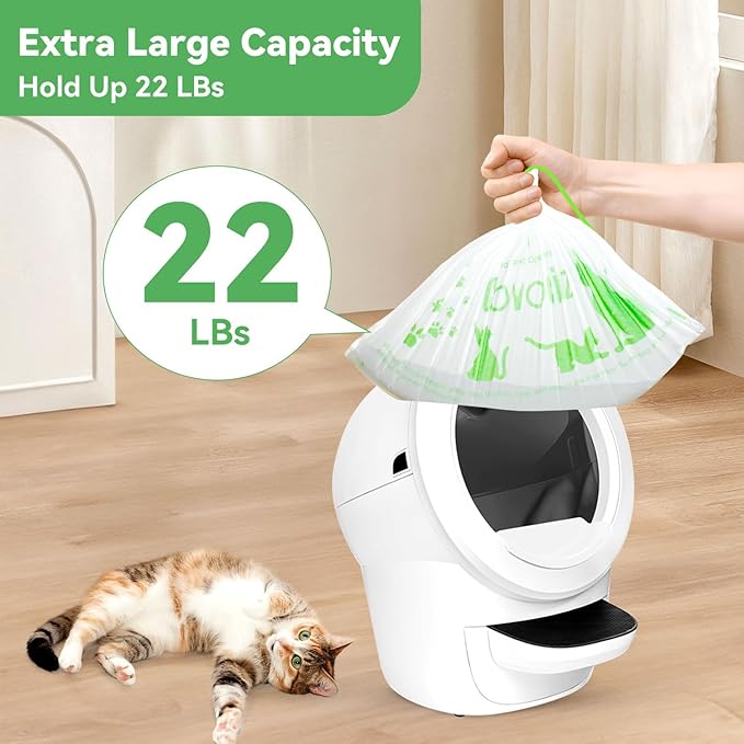 50 Pack Cat Litter Bags, Compatible with Litter Robot 3 and 4 Waste Bags, Thick Pre-Separated Heavy Duty Litter Box Liner Bags, 26.8" x 16.2"