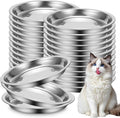 24 Pcs Stainless Steel Cat Bowls, Shallow Cat Dishes for Food and Water Whisker Fatigue Relief Heavy Duty Pet Dish Food Replacement for Small Cats and Dogs(6.4 inches)