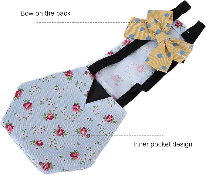Pet Chicken Duck Diapers, Washable Reusable and Adjustable Nappy Poultry Cloth for Goose Duck Hen Chicken Health Supplies(L Blue Flower