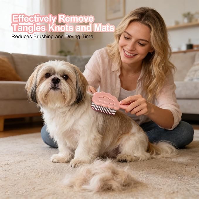 Cloud Shape Small Dog Grooming Brush - Perfect for Shih Tzus, Yorkies, and Maltipoos - Ideal Puppy Hair Brushes for Maltese and Small Breeds (Pink）