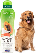 TropiClean 2-in-1 Dog Shampoo and Conditioner, Moisturizing Dog Detangler, Puppy Safe, Made in the USA, Papaya Scent, Cat & Kitten Safe, 20oz.