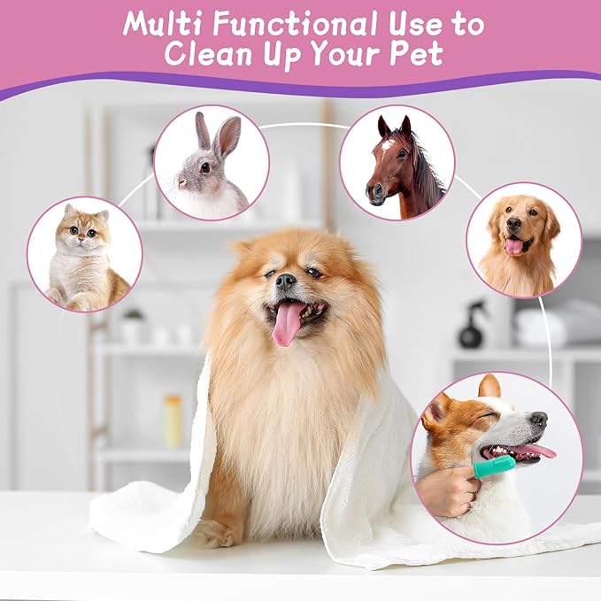 Silicone Pet Bathing Gloves with Finger Toothbrush – 2-in-1 Grooming & Deshedding Gloves for Cats, Dogs, Rabbits – Extended Design for Easy Cleaning & Massage(Pink)
