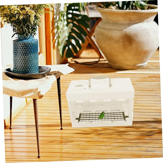 POPETPOP Portable Bird Carrier Cage Travel Parrot Cage with Comfortable Handle Design for Small Birds for Hiking and Outings