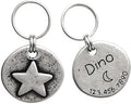 Artistic Handmade Hammered ""Star"" Collar Cat Dog ID Tags with Unique Handcrafted Design and Durable Stainless Steel, Personalized Deep Engraving with Your Own Text, Small, Regular