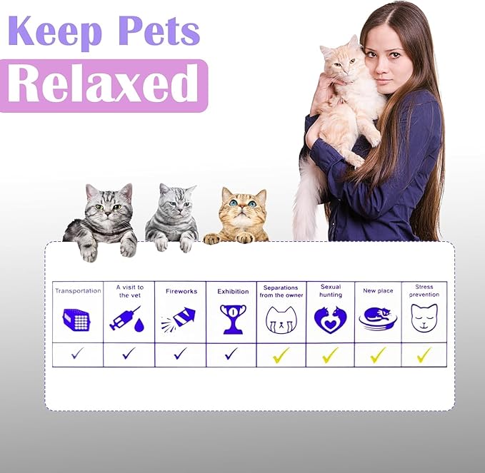 4 Pack Calming Collars for Cats - 60 Days Anxiety & Stress Relief, Adjustable Pheromones for Continuous Calming