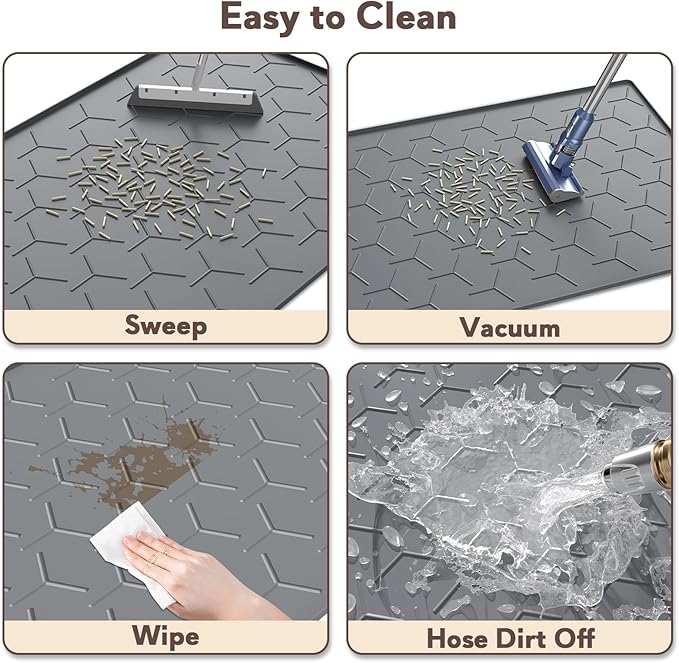 Cat Litter Box Mat, Large 34" X 22" Cat Litter Mat, Waterproof Silicone Pad for Floor, Dark Gray