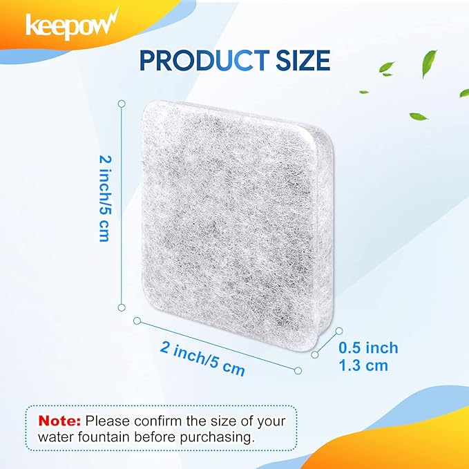 KEEPOW Dog & Cat Water Filter - 12 Pack Replacement for Petmate Replendish Fountain