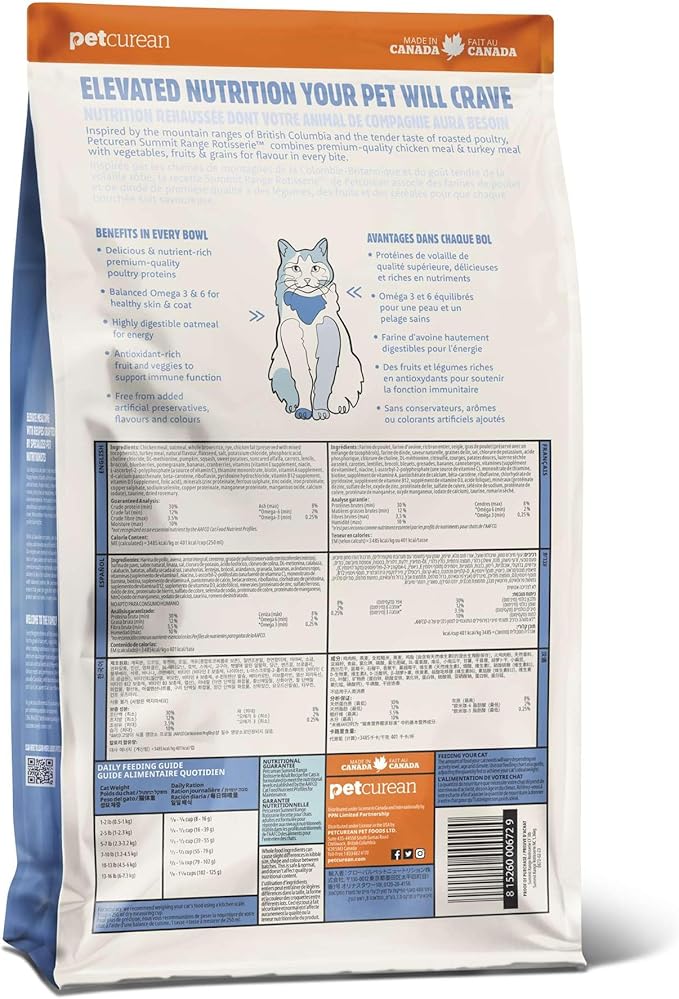 Summit Range Rotisserie Chicken Meal + Turkey Meal Dry Cat Food, Affordable, Healthy Kibble for Adults & Seniors, Multi-Animal Protein for Picky Eaters, Pumpkin for Sensitive Stomachs, 12 lb Bag