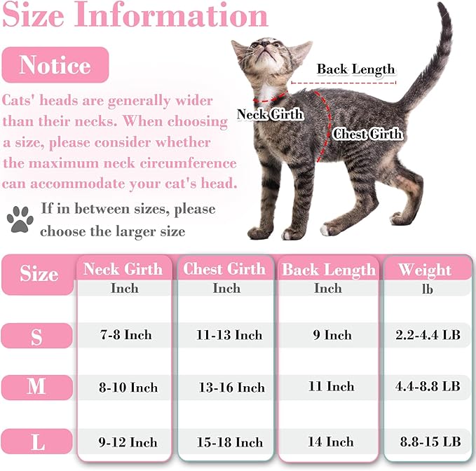 Cat Surgical Recovery Suit Professional for Male Female Cats Abdominal Wounds Cone E-Collar Alternative, Anti-Licking or Skin Diseases Pet Surgical Recovery Suit, Soft Fabric Onesies for Cats