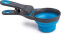 Dexas Pets Collapsible KlipScoop Collapsible Dry Dog Food Scoop and Dog Food Bag Clip, 1/2 Cup Capacity, Pro Blue