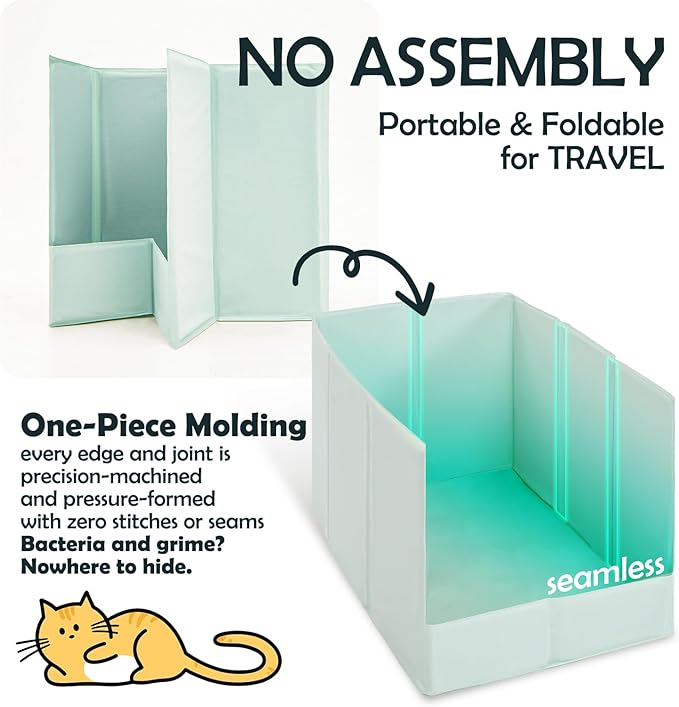 MEEXPAWS Cat Litter Box Enclosure Splash Guard Foldable 24.4 x 16.5 x 15.7 inch, Cat Litter Pee Shield Fully Waterproof Seamless, No Assembly Required, Portable, Wall Protector