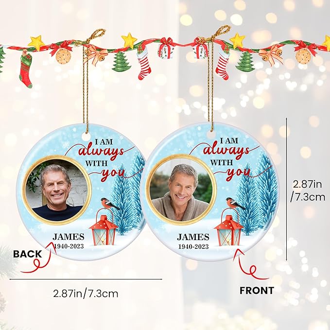 Customized Sympathy Gift for Loss of Loved One - Personalized Christmas Photo Ornaments 2026 - Custom Photo, Name, Years Memorial Gifts